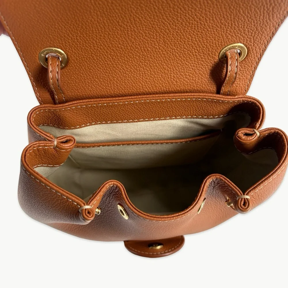 Polène Numéro Un Mini Backpack Convertible 3-Way Caramel Tan Rare Minimalist - Picture 11 of 16